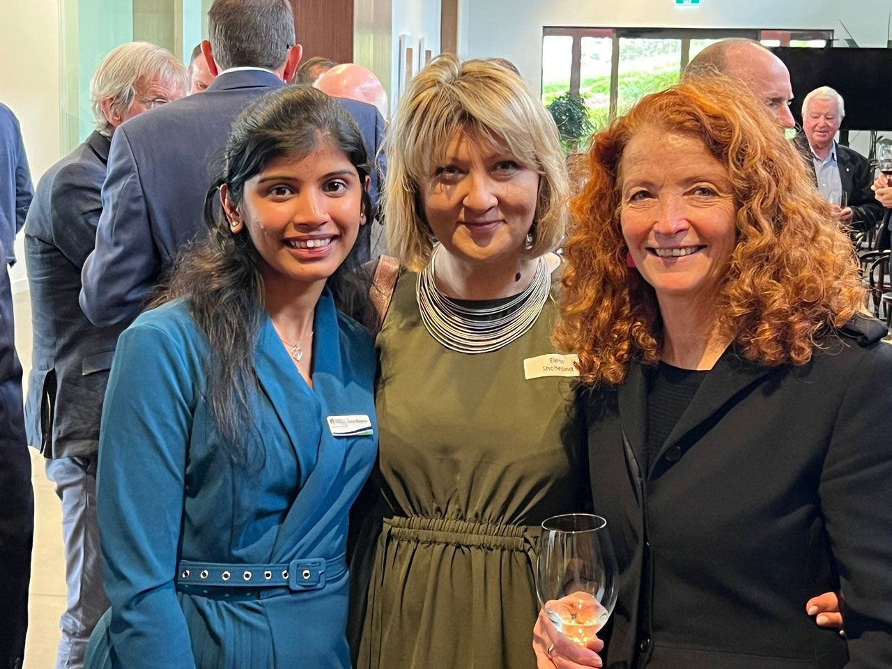 RDA BGLAP Process and Projects Manager Kavya Manjanna, Former Economic Development Officer Shchepina and our CEO Anne Moroney chat over wine at the AGM.