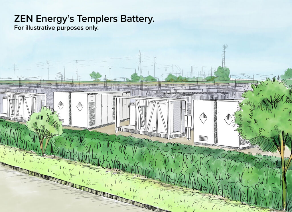 An illustration of ZEN Energy's Templers Battery.