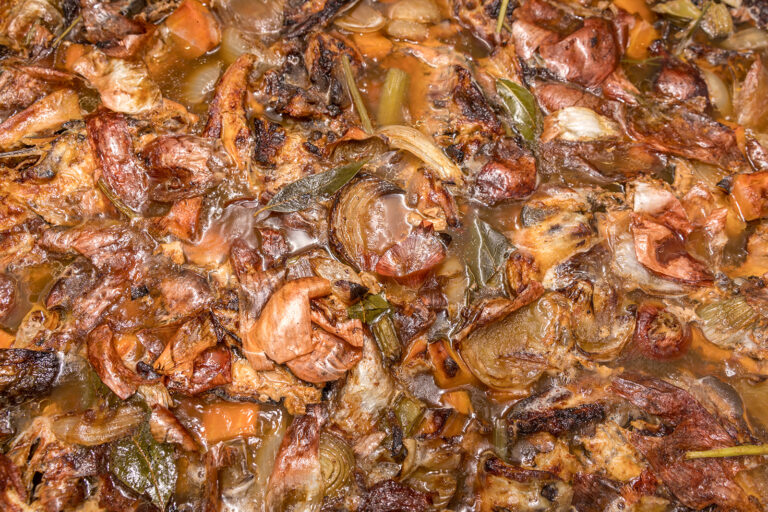 Close-up of a rich, hearty stew. 