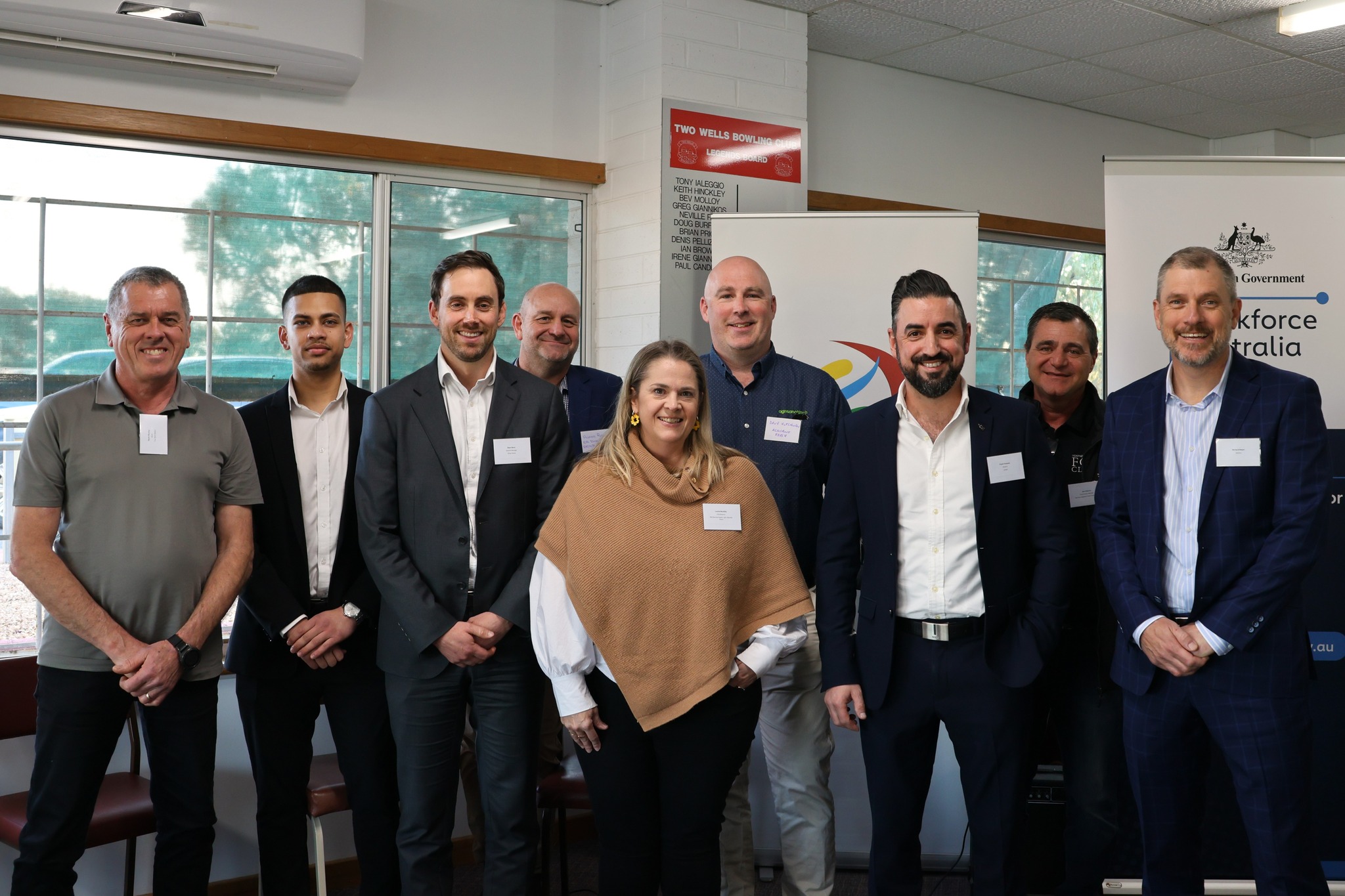 Group photo of business leaders and event speakers at the Live, Work and Thrive on the Adelaide Plains event.