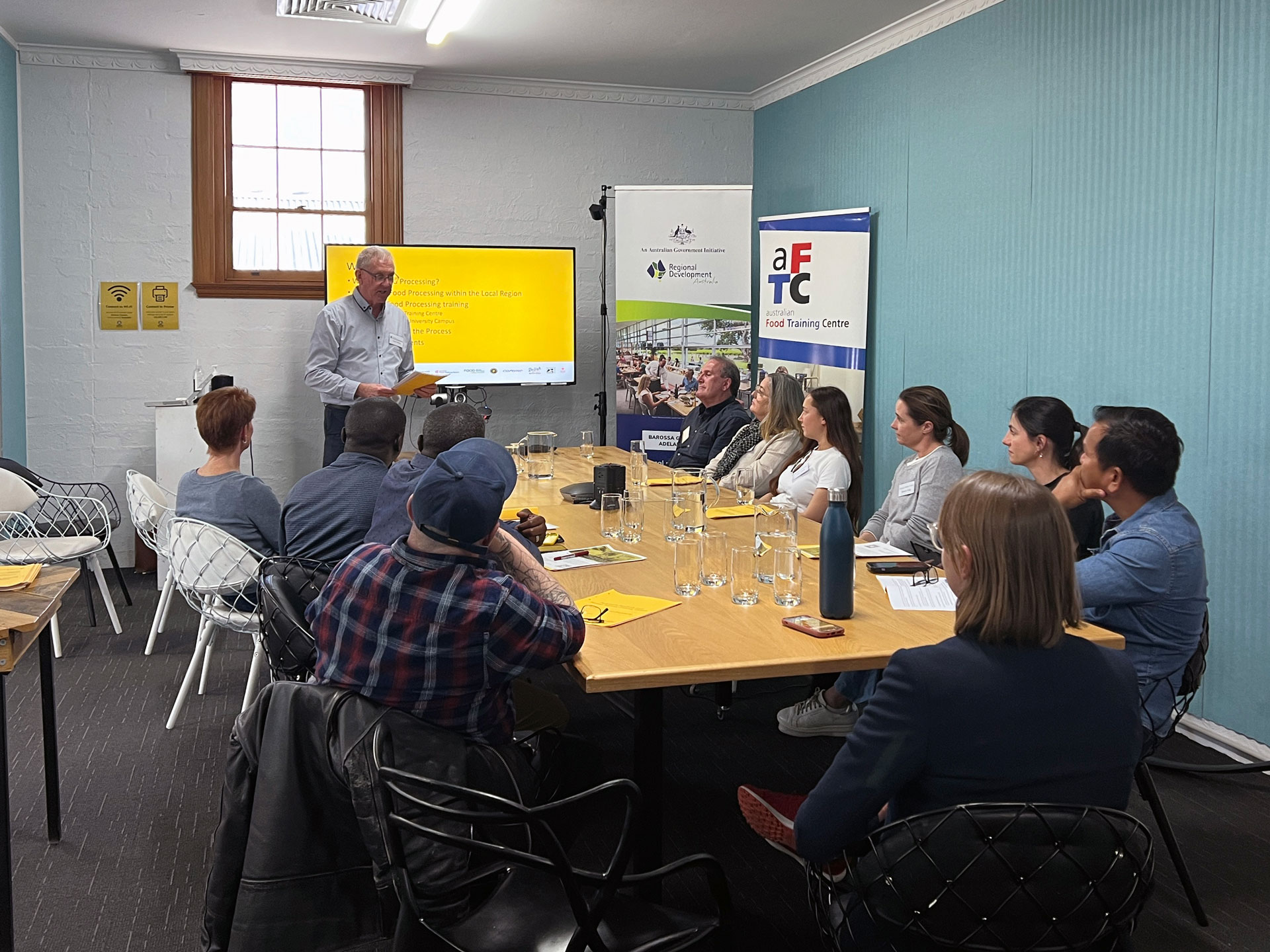 David Healy (Australian Food Training Centre) leading a presentation to local attendees during the "Your Future in Food: Food Processing Pathways Info Session" at the Barossa Regional University Campus.