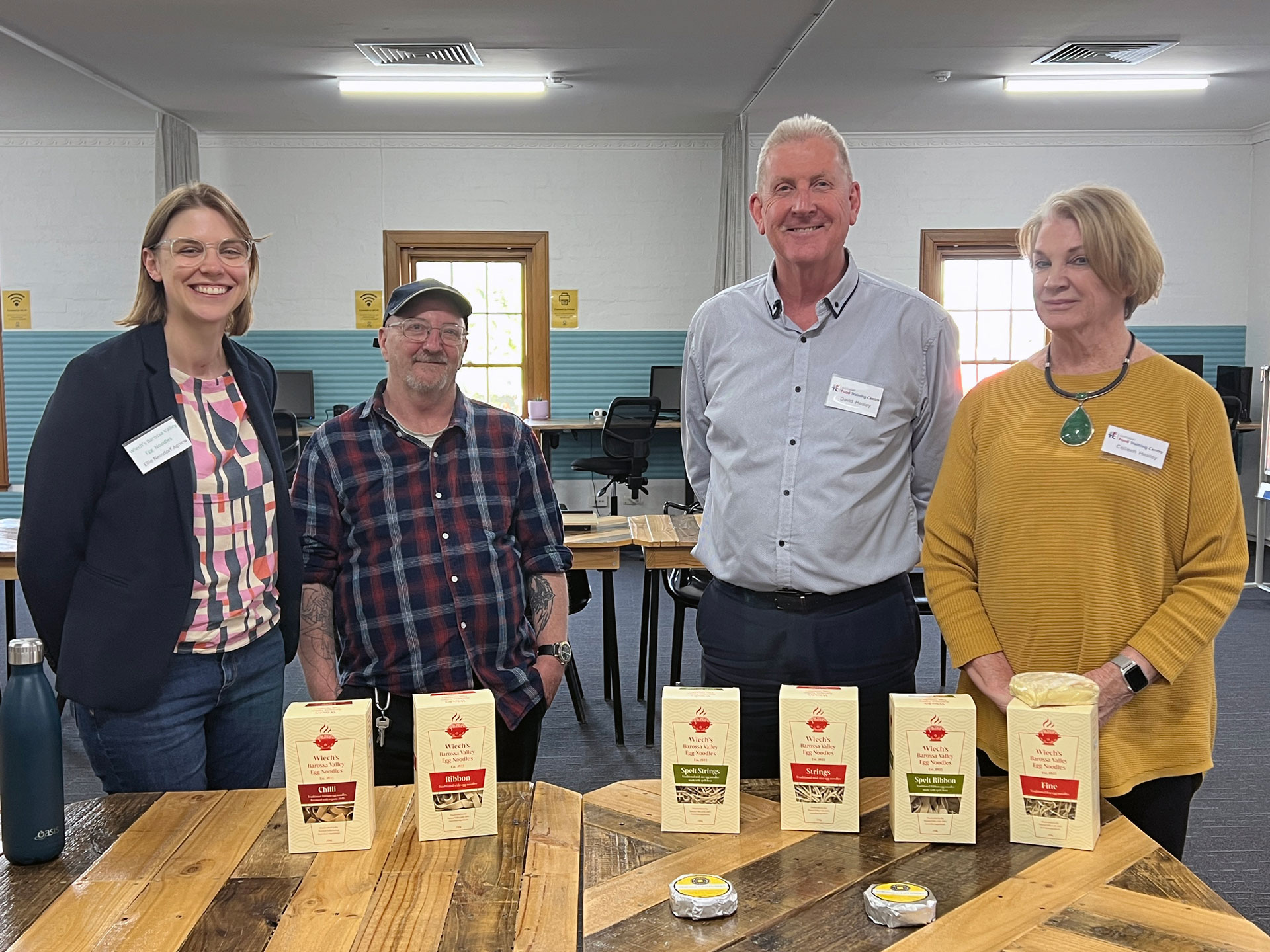 Left to right: Ellie Niendorf-Agnew (Wiech's Barossa Valley Egg Noodles), Damian Faiers (Potential Student), David Healy (Australian Food Training Centre), and Colleen Healy (Australian Food Training Centre).